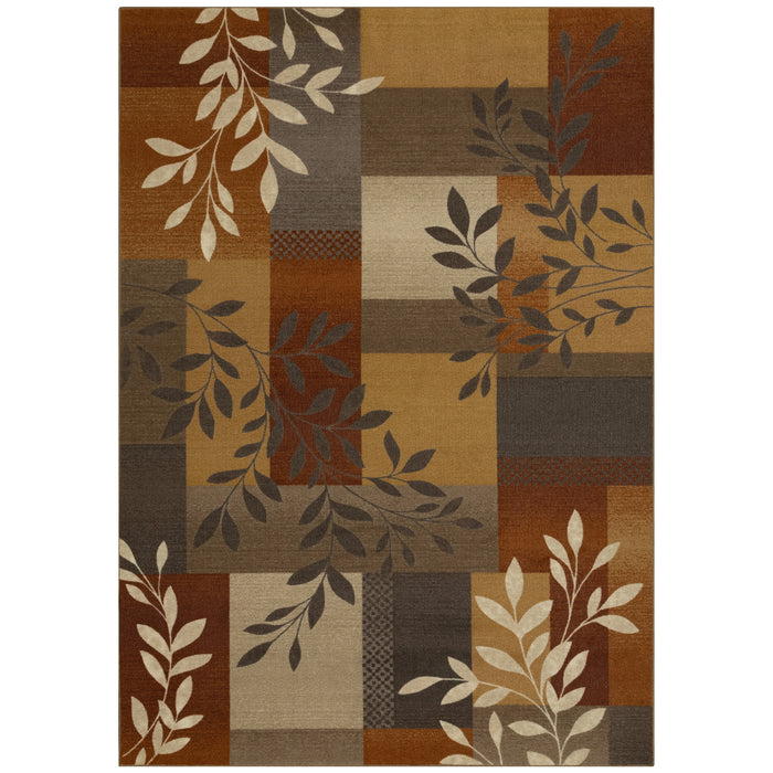 Mainstays Traditional Leaf Block Gray Print Indoor Area Rug, 7 ft x 10