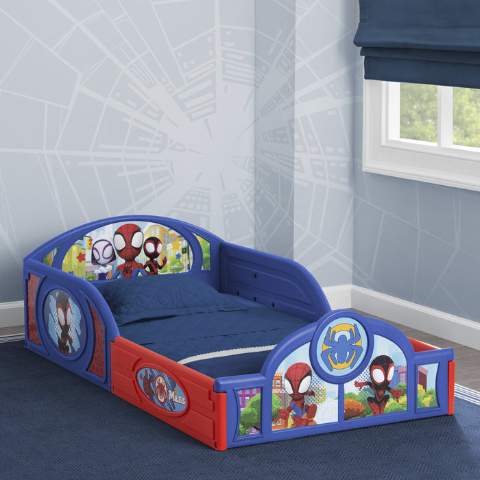 Bluey Sleep and Play Toddler Bed with Built-In Guardrails by Delta Chi