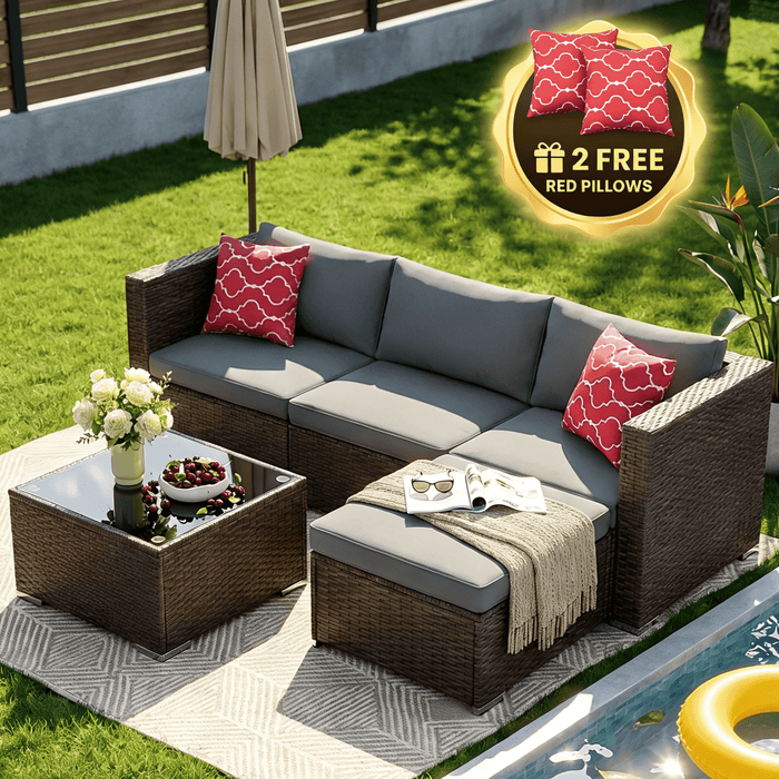 Lofka 4-Piece Outdoor Patio Furniture Set, Metal Conversation Set with