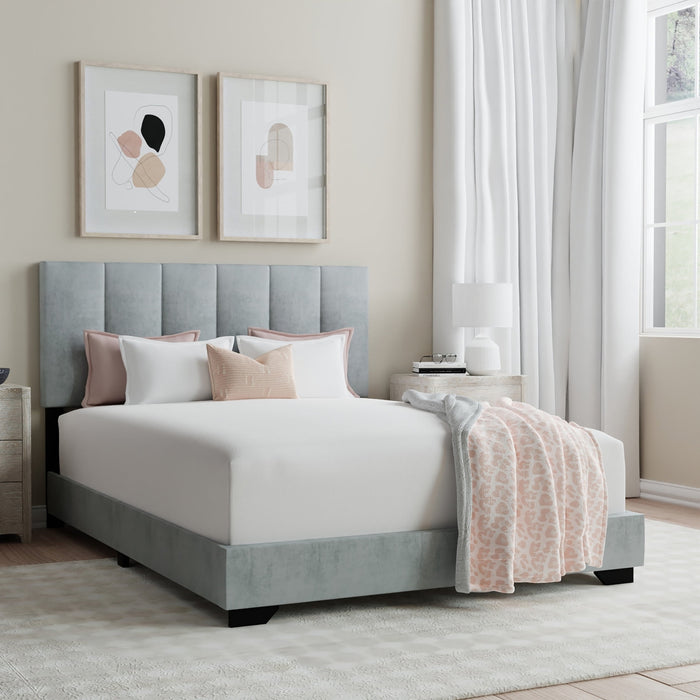 Reece Channel Stitched Upholstered King Bed, Black, by Hillsdale Livin