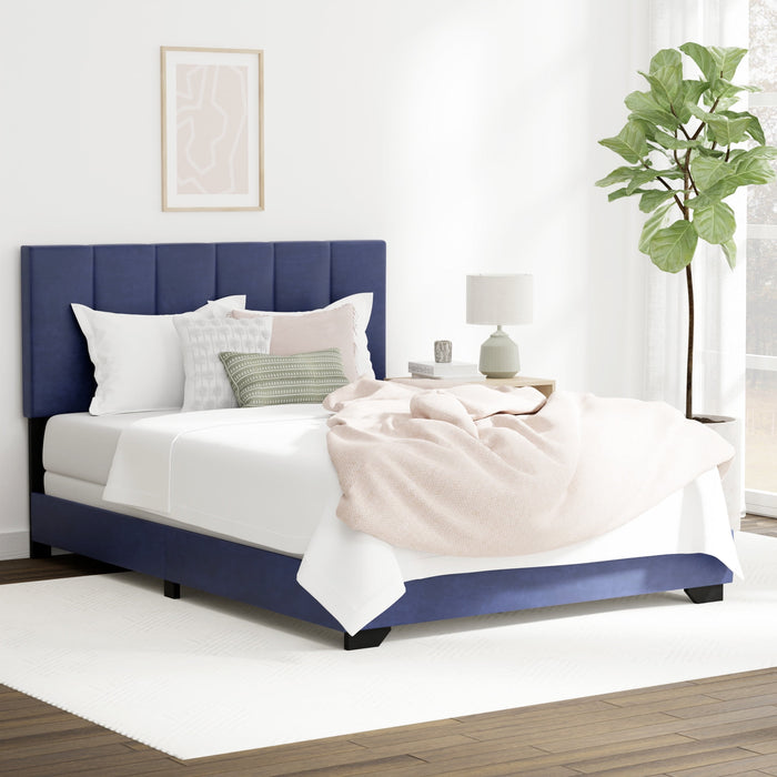 Reece Channel Stitched Upholstered King Bed, Black, by Hillsdale Livin