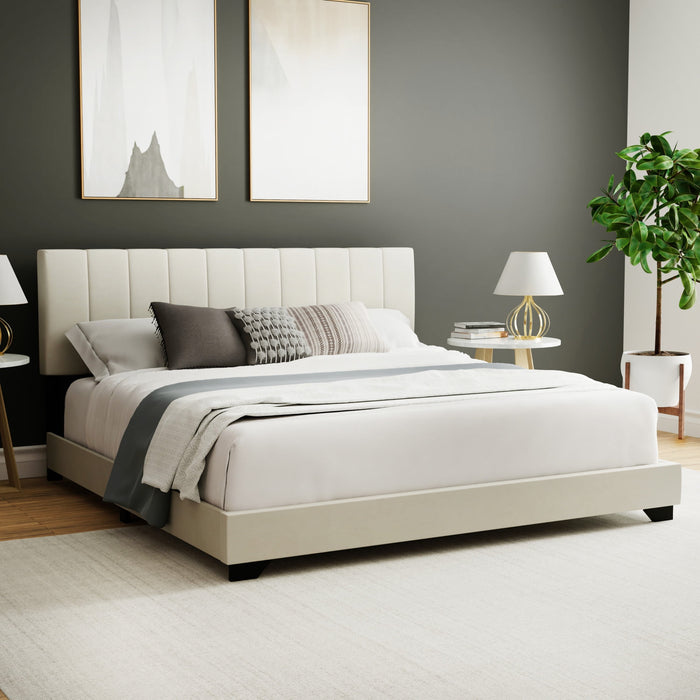 Reece Channel Stitched Upholstered King Bed, Black, by Hillsdale Livin