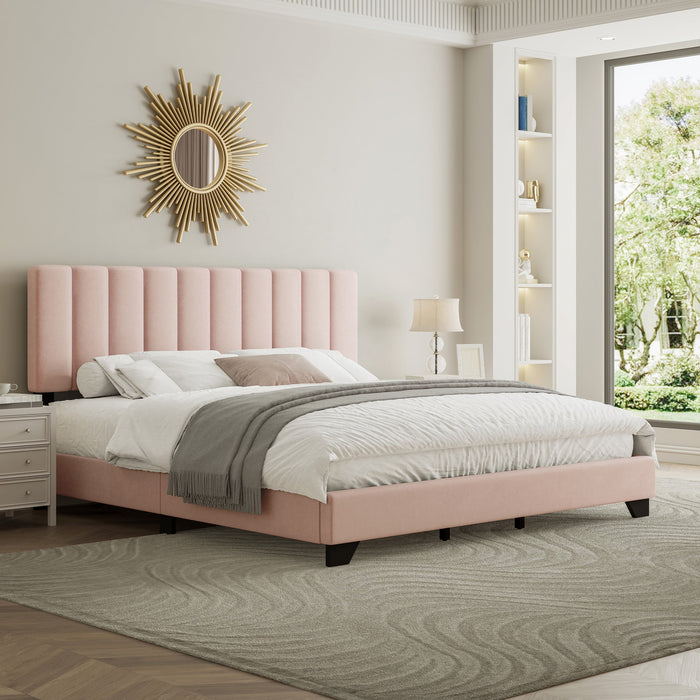 Reece Channel Stitched Upholstered King Bed, Black, by Hillsdale Livin