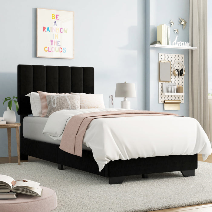 Reece Channel Stitched Upholstered King Bed, Black, by Hillsdale Livin