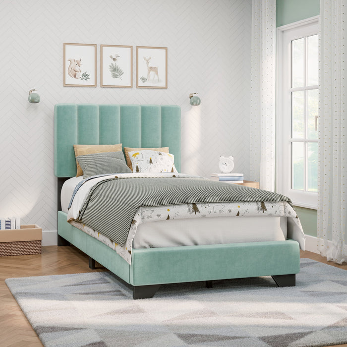 Reece Channel Stitched Upholstered King Bed, Black, by Hillsdale Livin