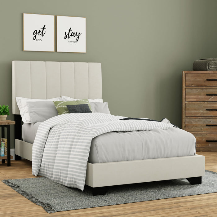 Reece Channel Stitched Upholstered King Bed, Black, by Hillsdale Livin