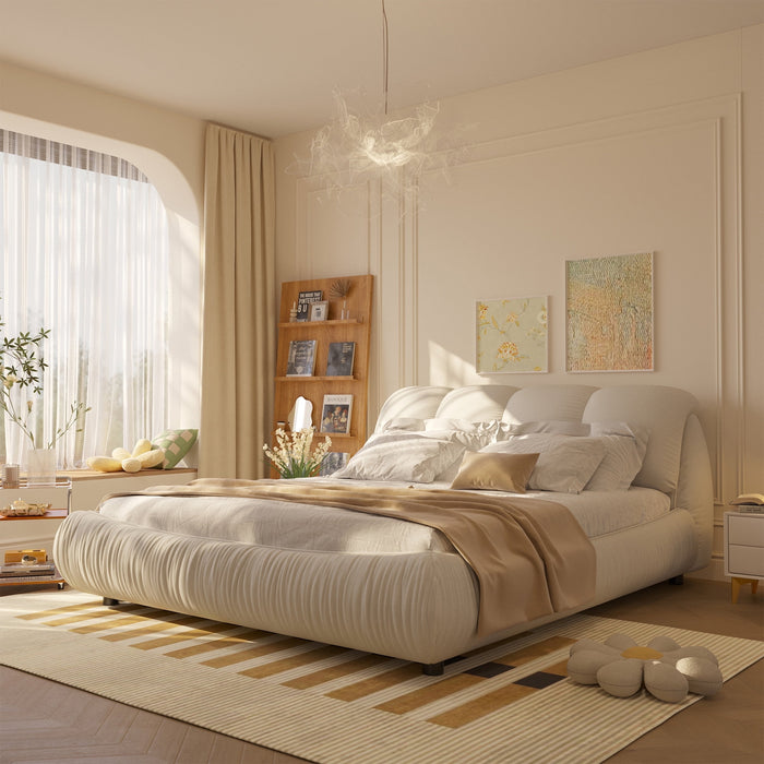 King Bed Frame And Headboard,Upholstered Platform Bed With Oversized P