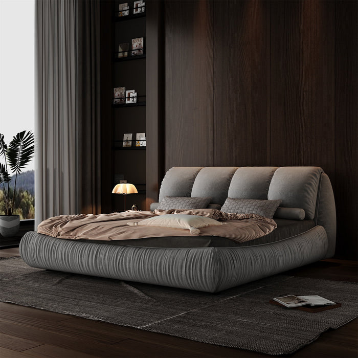 King Bed Frame And Headboard,Upholstered Platform Bed With Oversized P
