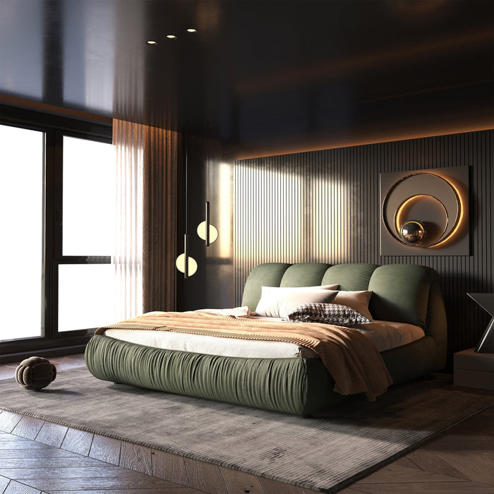 King Bed Frame And Headboard,Upholstered Platform Bed With Oversized P