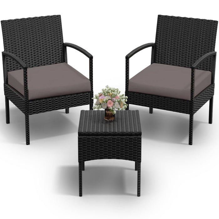Tappio Outdoor Furniture 3 Piece Patio Bistro Furniture Set, Rattan Co