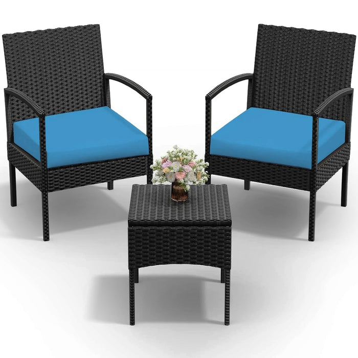 Tappio Outdoor Furniture 3 Piece Patio Bistro Furniture Set, Rattan Co