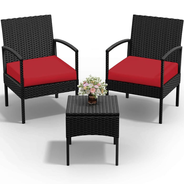 Tappio Outdoor Furniture 3 Piece Patio Bistro Furniture Set, Rattan Co