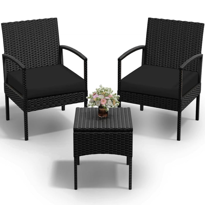 Tappio Outdoor Furniture 3 Piece Patio Bistro Furniture Set, Rattan Co