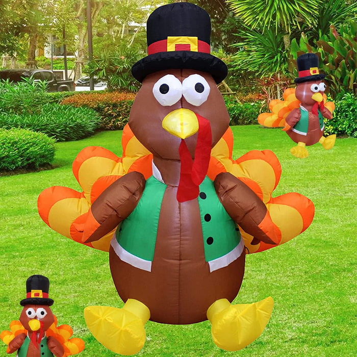 Thanksgiving Inflatable Turkey, Happiwiz 4ft Height Outdoor Thanksgivi