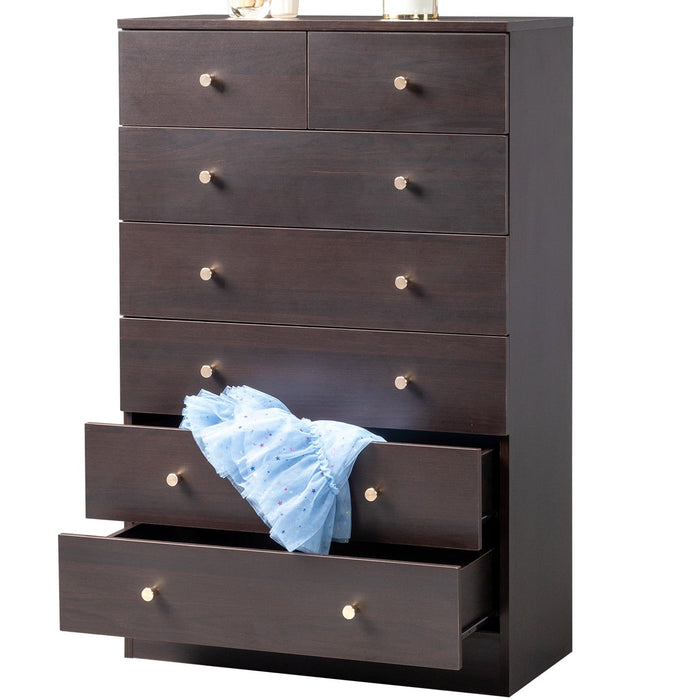 UBesGoo 7 Drawer Wood Dresser for Bedroom, Chest of Drawers, Storage O
