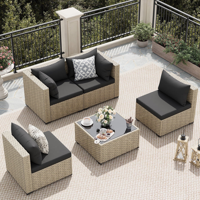 UDPATIO Patio Furniture Sets, Modular Rattan Outdoor Patio Sectional F