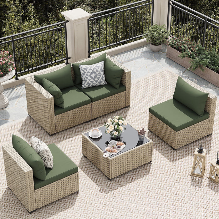 UDPATIO Patio Furniture Sets, Modular Rattan Outdoor Patio Sectional F