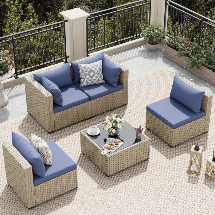 UDPATIO Patio Furniture Sets, Modular Rattan Outdoor Patio Sectional F
