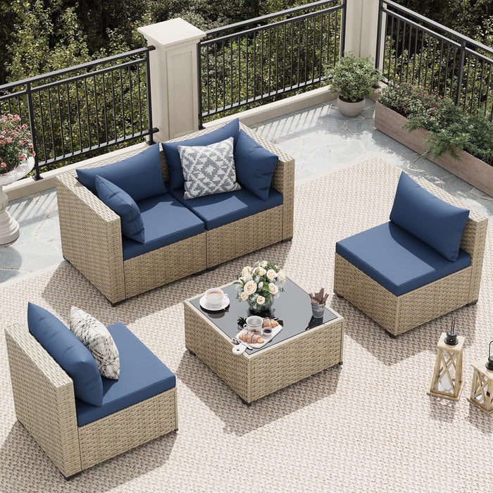 UDPATIO Patio Furniture Sets, Modular Rattan Outdoor Patio Sectional F