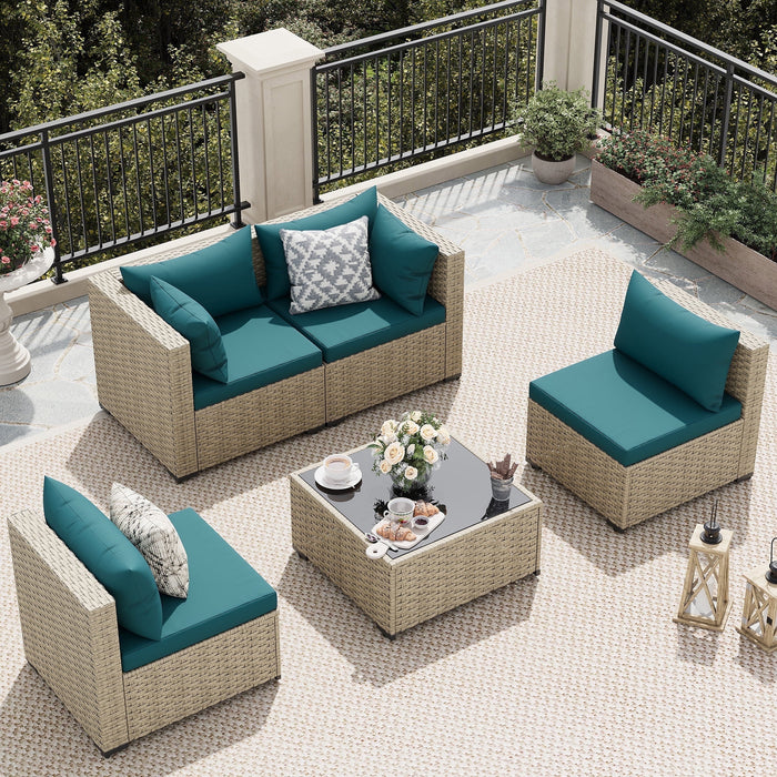 UDPATIO Patio Furniture Sets, Modular Rattan Outdoor Patio Sectional F