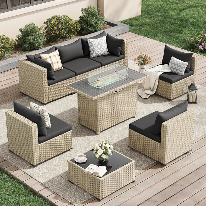 UDPATIO Patio Furniture Sets, Modular Rattan Outdoor Patio Sectional F