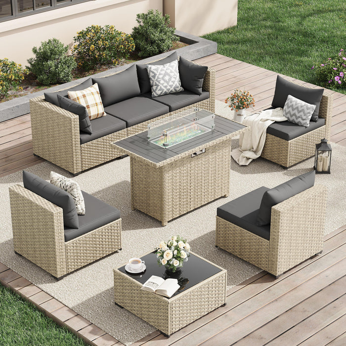 UDPATIO Patio Furniture Sets, Modular Rattan Outdoor Patio Sectional F