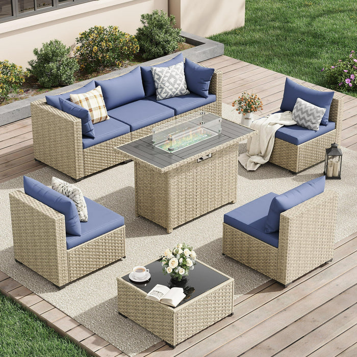 UDPATIO Patio Furniture Sets, Modular Rattan Outdoor Patio Sectional F