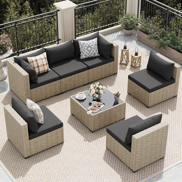 UDPATIO Patio Furniture Sets, Modular Rattan Outdoor Patio Sectional F