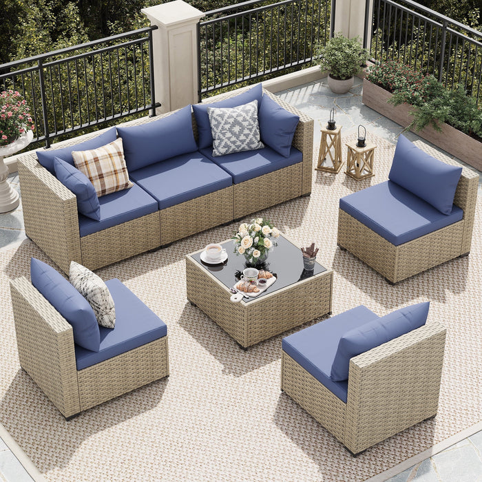 UDPATIO Patio Furniture Sets, Modular Rattan Outdoor Patio Sectional F