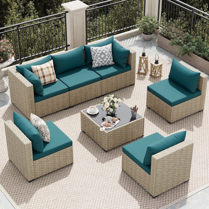 UDPATIO Patio Furniture Sets, Modular Rattan Outdoor Patio Sectional F