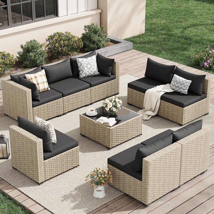 UDPATIO Patio Furniture Sets, Modular Rattan Outdoor Patio Sectional F