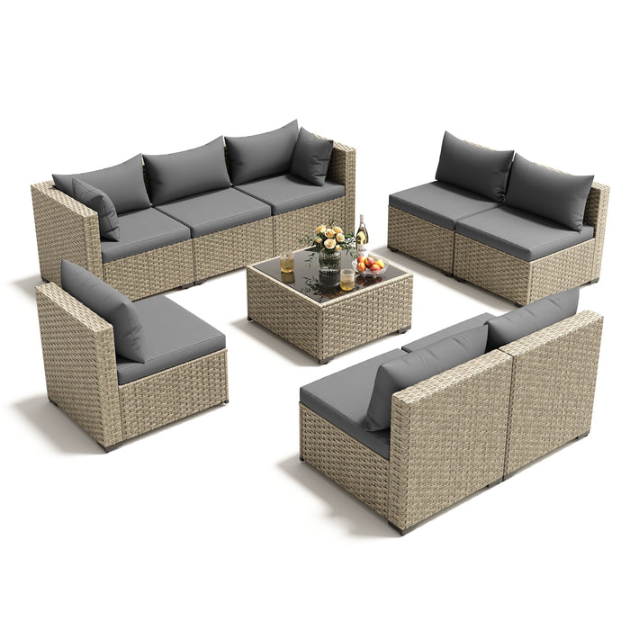 UDPATIO Patio Furniture Sets, Modular Rattan Outdoor Patio Sectional F