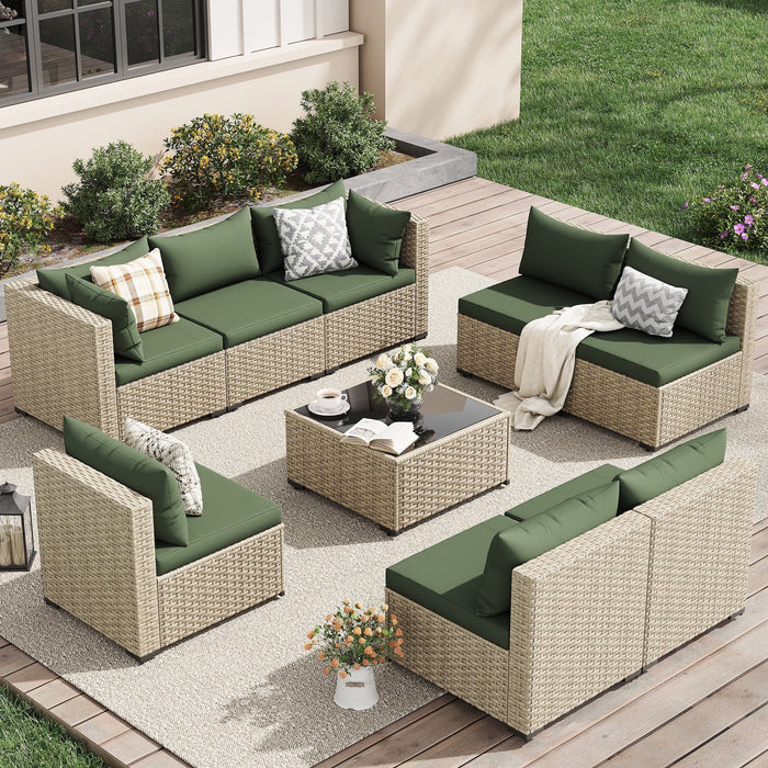 UDPATIO Patio Furniture Sets, Modular Rattan Outdoor Patio Sectional F