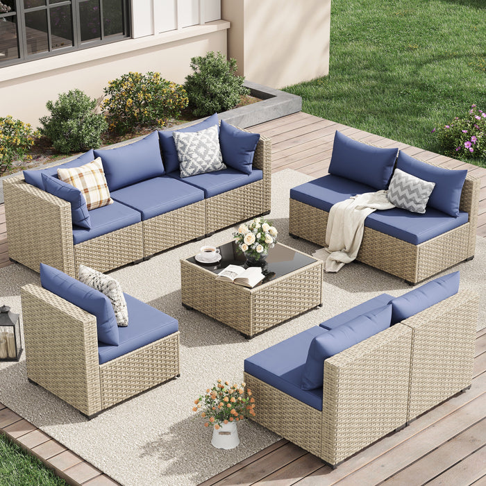 UDPATIO Patio Furniture Sets, Modular Rattan Outdoor Patio Sectional F