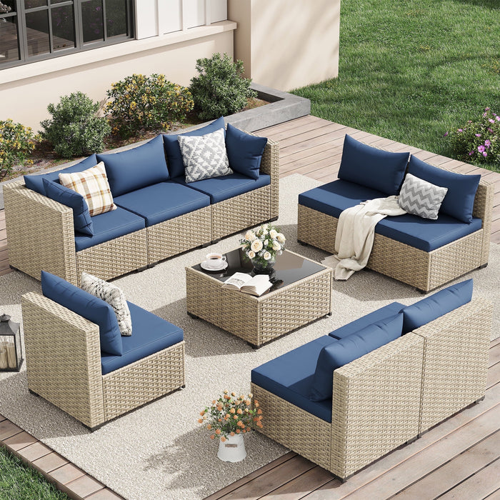 UDPATIO Patio Furniture Sets, Modular Rattan Outdoor Patio Sectional F