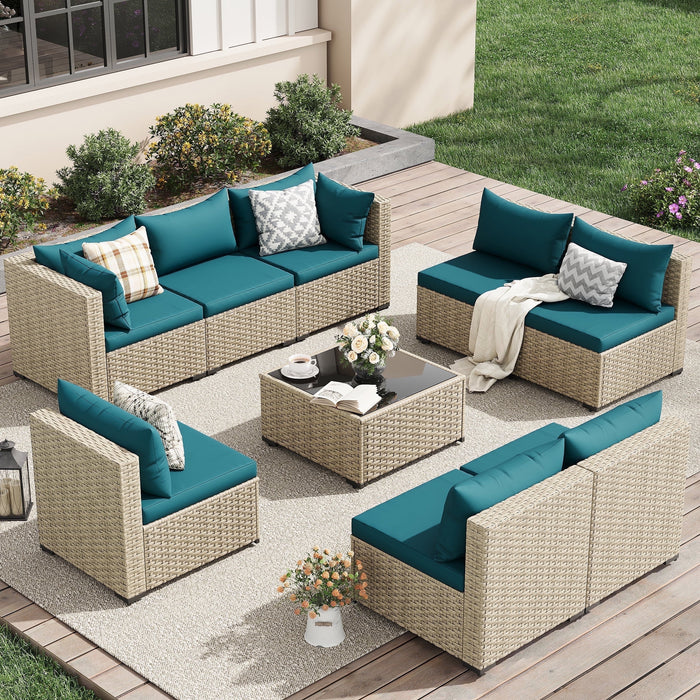 UDPATIO Patio Furniture Sets, Modular Rattan Outdoor Patio Sectional F