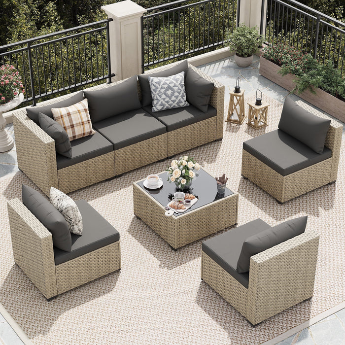 UDPATIO Patio Furniture Sets, Modular Rattan Outdoor Patio Sectional F