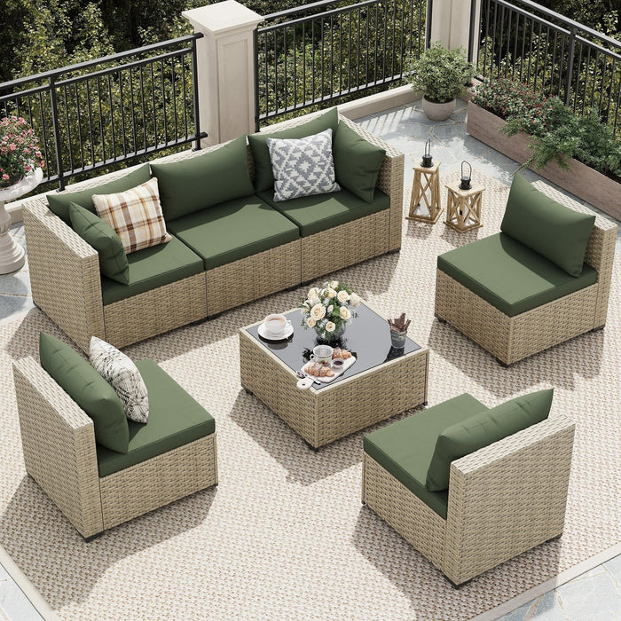 UDPATIO Patio Furniture Sets, Modular Rattan Outdoor Patio Sectional F
