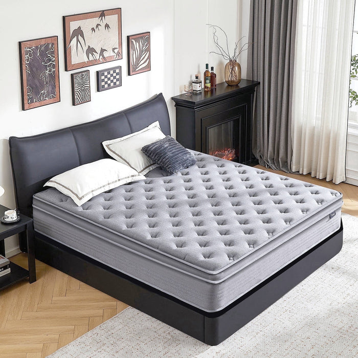 Queen Mattress, 12 Inch Queen Size Hybrid Memory Foam Mattress with Up