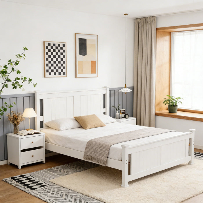 Zimtown Full Bed Frame,Solid Pine Wood Platform Bed Frame with 2 Drawe