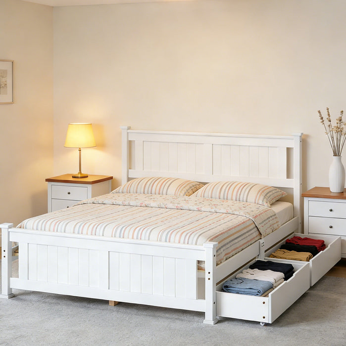 Zimtown Full Bed Frame,Solid Pine Wood Platform Bed Frame with 2 Drawe