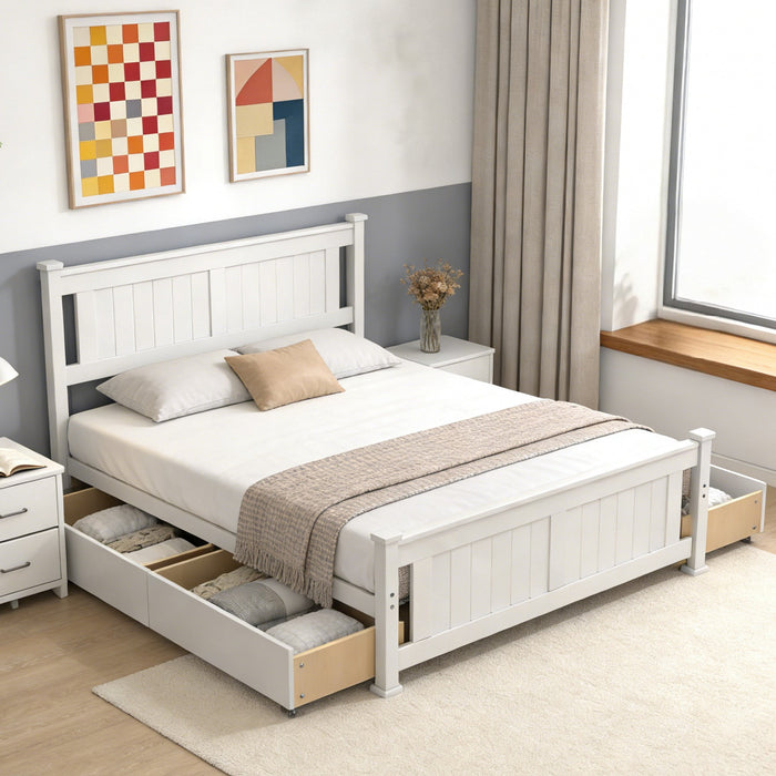 Zimtown Full Bed Frame,Solid Pine Wood Platform Bed Frame with 2 Drawe