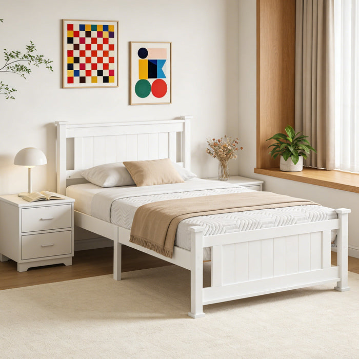 Zimtown Full Bed Frame,Solid Pine Wood Platform Bed Frame with 2 Drawe