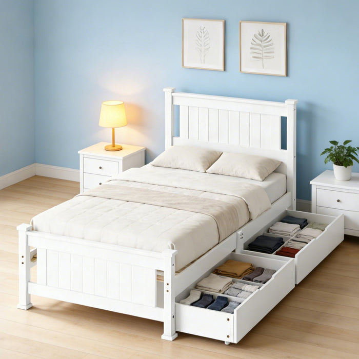Zimtown Full Bed Frame,Solid Pine Wood Platform Bed Frame with 2 Drawe