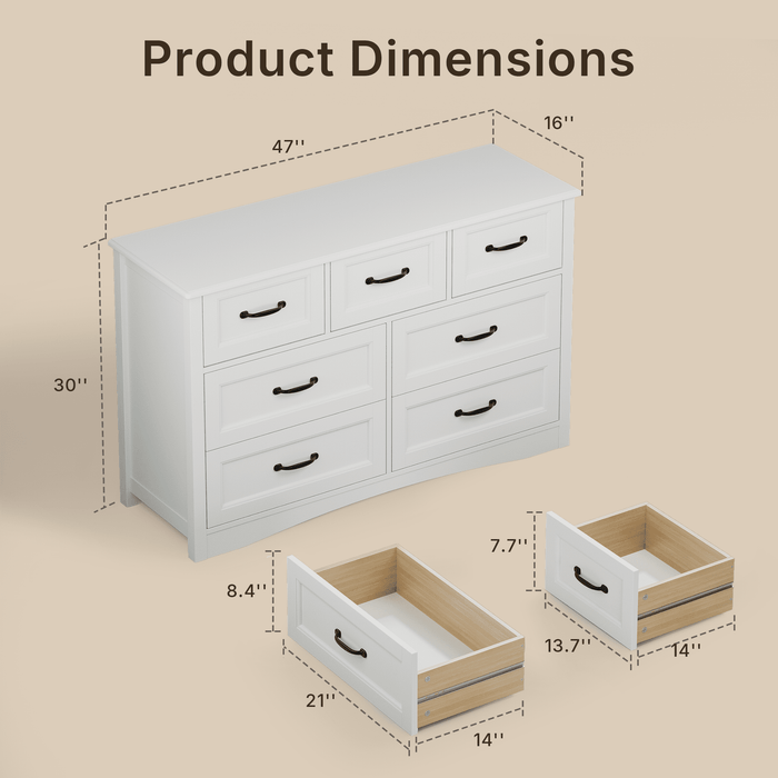 Bedroom Furniture Sets, Asofer 2 Nightstands, 5-Drawer Dressers & 7-Dr