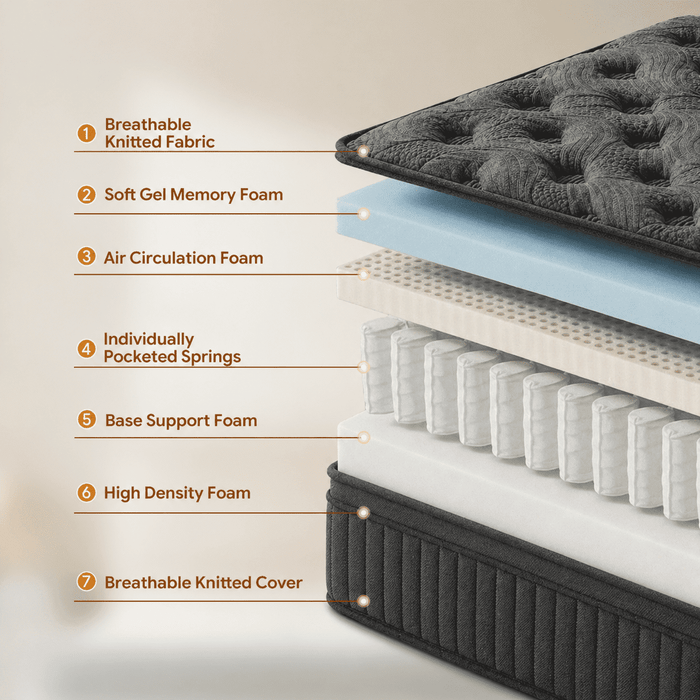 Trujae 12 inch Queen Mattress in a Box, Gel Memory Foam Hybrid Mattres