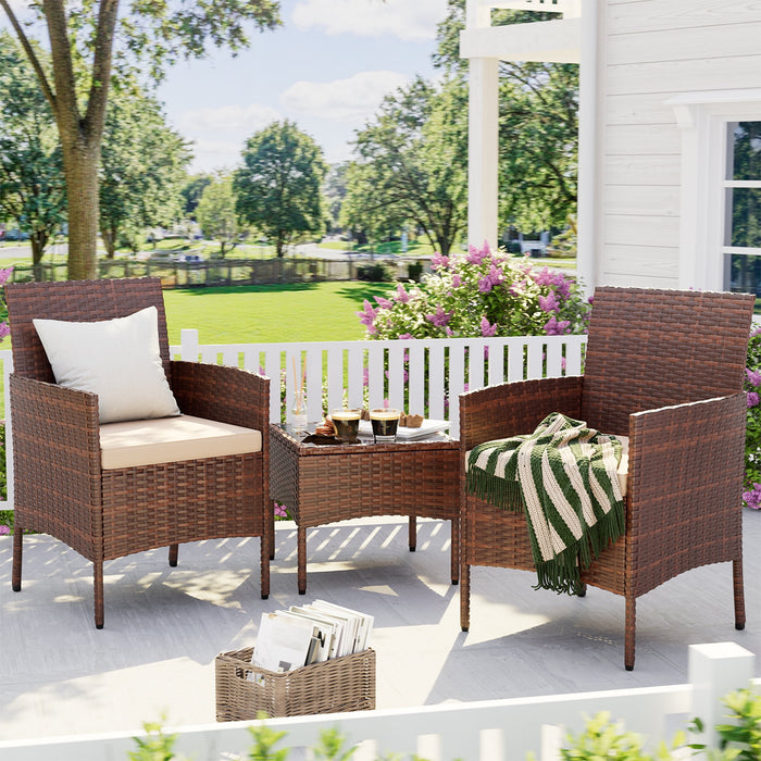 ELPOSUN 3 Piece Outdoor Patio Furniture Set Bistro Set with Coffee Tab