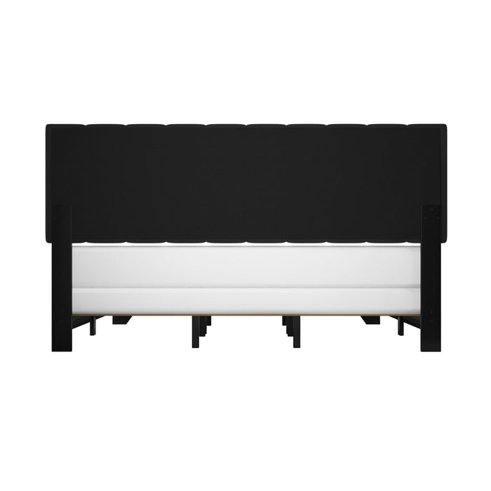 Reece Channel Stitched Upholstered King Bed, Black, by Hillsdale Livin