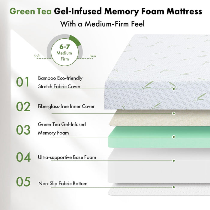 8" Twin Mattress Bed in a Box, Cooling Memory Foam Mattress for Pressu