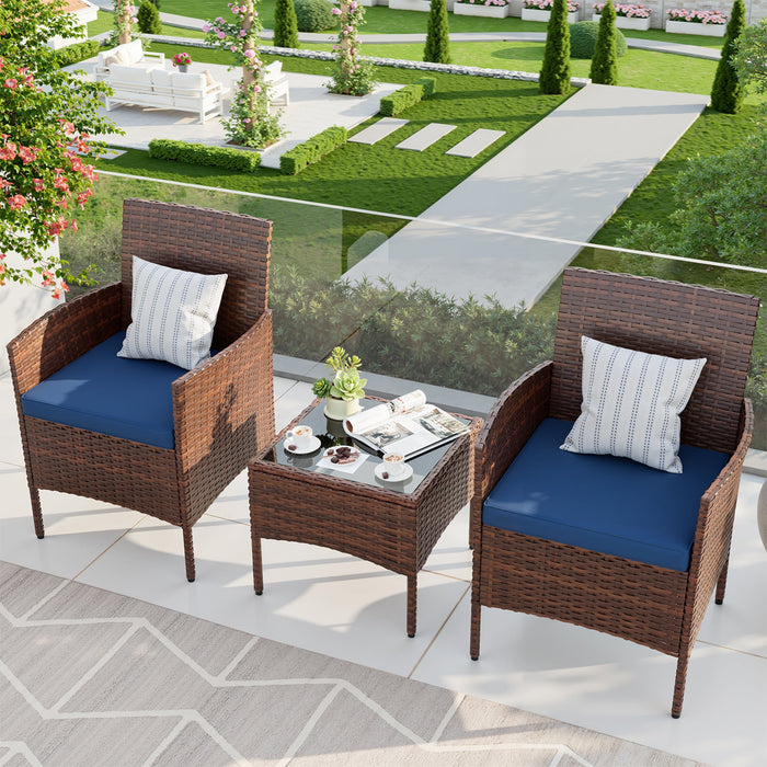 ELPOSUN 3 Piece Outdoor Patio Furniture Set Bistro Set with Coffee Tab